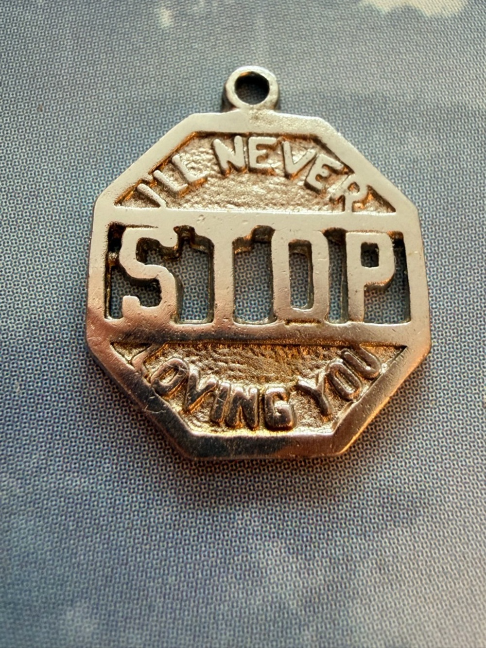 Octagon “I’ll never stop loving you” Sterling Silver Pendant or charm